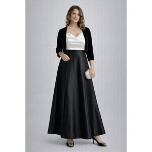 Tadashi Shoji Black Satin Evening Skirt Sz 6P Formal Full Length Maxi A-line VTG